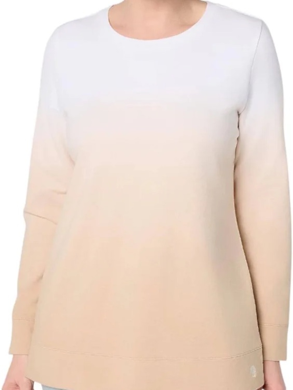 Denim & Co. Women's French Terry Dip Dye Long Slv Pullover